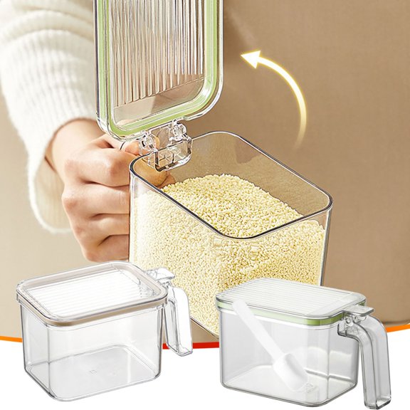 MTBLYS Wall Mounted Seasoning Storage Box Airtight Sealed Containers Suction Cup Mounting Transparent Acrylic View Food Grade Pet Material Non Punching Installation 1-Piece Set