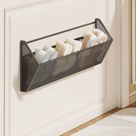 MTBLYS Wall Mounted Slipper Rack Non Perforated Shoe Rack for Bathroom Door Shoe Storage 15.75 By 10.24 By 2.36 Inch Stainless Steel Shoe Organizer for Entryway Hotel