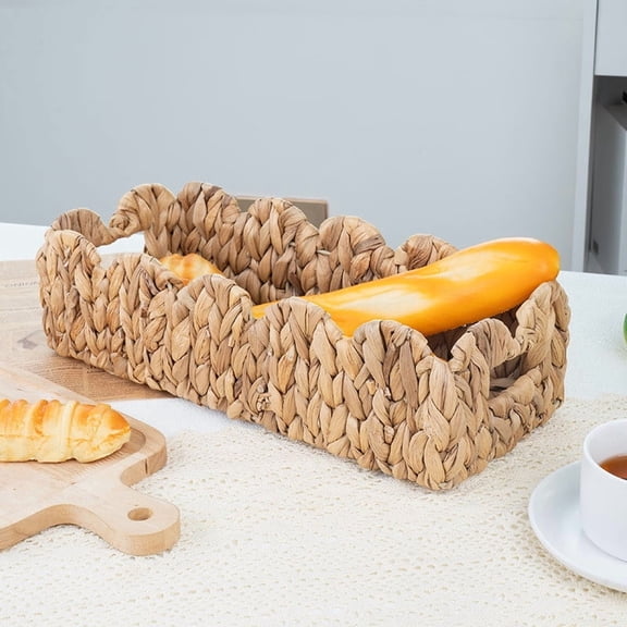 MTBLYS Woven Bread Basket Seagrass Storage Bin for Kitchen Counter | Gourd Shape Natural Tray | Handmade Decorative Container for Fruit Snacks Tissue | 9X9X8 Inches | Multipurpose Home Organizer