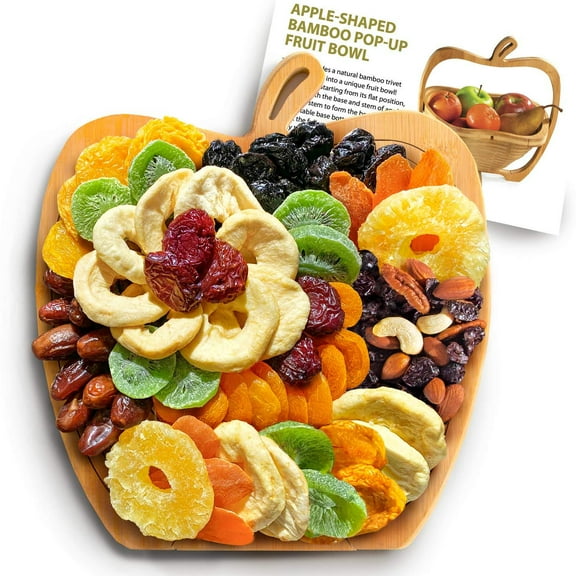Apple Dried Fruit Gift Tray Turns into Fruit Basket, Dried Fruit & Trail Mix - Corporate Gifting, Holiday Gifting