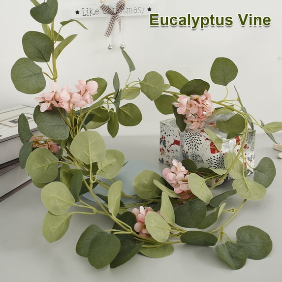 MTFun 180CM Artificial Eucalyptus Garland Simulation Faux Plants Vines Hanging Flower and Green Leaves Rattan Handmade Art Decor for Wedding Party Garden Home Outdoor Decoration