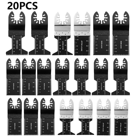 MTFun 20pcs Oscillating Saw Blades Kit Quick Release Wood Cutting Saw Blade with Measurement Scales for Bosch Dewalt Milwaukee Makita