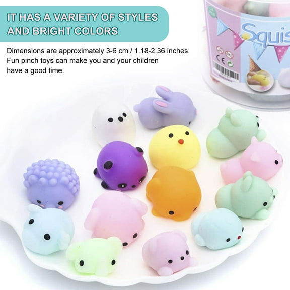 MTFun 24Pcs Mochi Squishy Toys Squishy Stress Relief Toys Mochi Animal Toys with Storage Box Mini Squishy Animal Squishies Toys Mini Stress Relief Anxiety Toys Easter Basket Stuffers