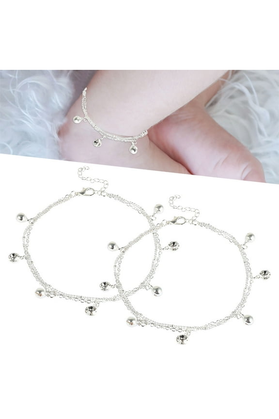 MTFun 2Pcs Adjustable Bells Chain Bracelet/Anklet for Women Girls Gift Jingle Bells Bead Charm Bracelet Lady Jewelry