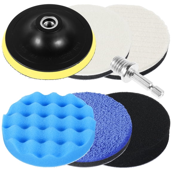 MTFun 7Pcs Polishing Pads 5 Inch Buffing Pads Anti-scratch Polishing Sponge Car Polisher Attachment Accessories with M14 Drill Adapter for Car Polishing Waxing Sealing Glaze
