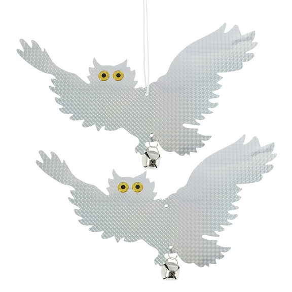 MTFun Bird Scare Repellent Device Reflective Hanging Owl Pest Repellent Control Woodpecker Deterrent Scare and Frighten Pigeons Seagulls Pests to Protect Flowers and Garden (2 pack)