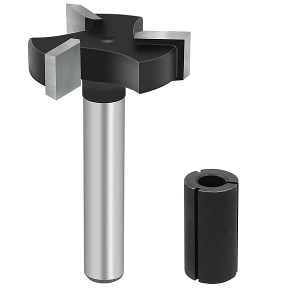 MTFun CNC Spoilboard Surfacing Router Bits 1/4 inch Shank 1 inch Cutting Diameter Slab Flattening Router Bit 3 Wing Wood Planing Bit Wood Milling Cutter Dado Planer Bit Woodworking Tools (Black)