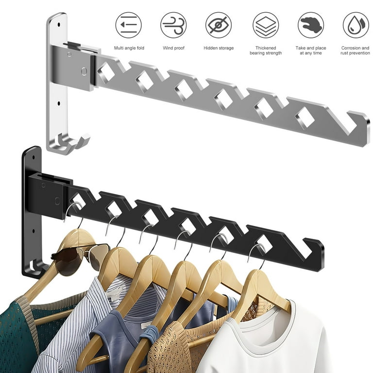 ABJI Wall Mounted Drying Rack Clothes Hanger Folding Wall Coat