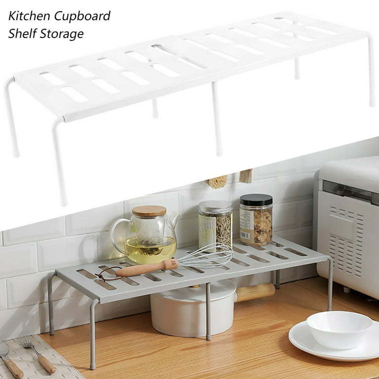 SimpleHouseware Expandable Stackable Kitchen Cabinet and Counter Shelf  Organizer, Silver