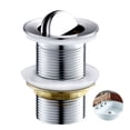 thumbnail image 1 of MTFun Flip Top Unslotted Basin Sink Waste Push Button Swivel Solid Brass with Chrome with an Internal Overflow, 1 of 6