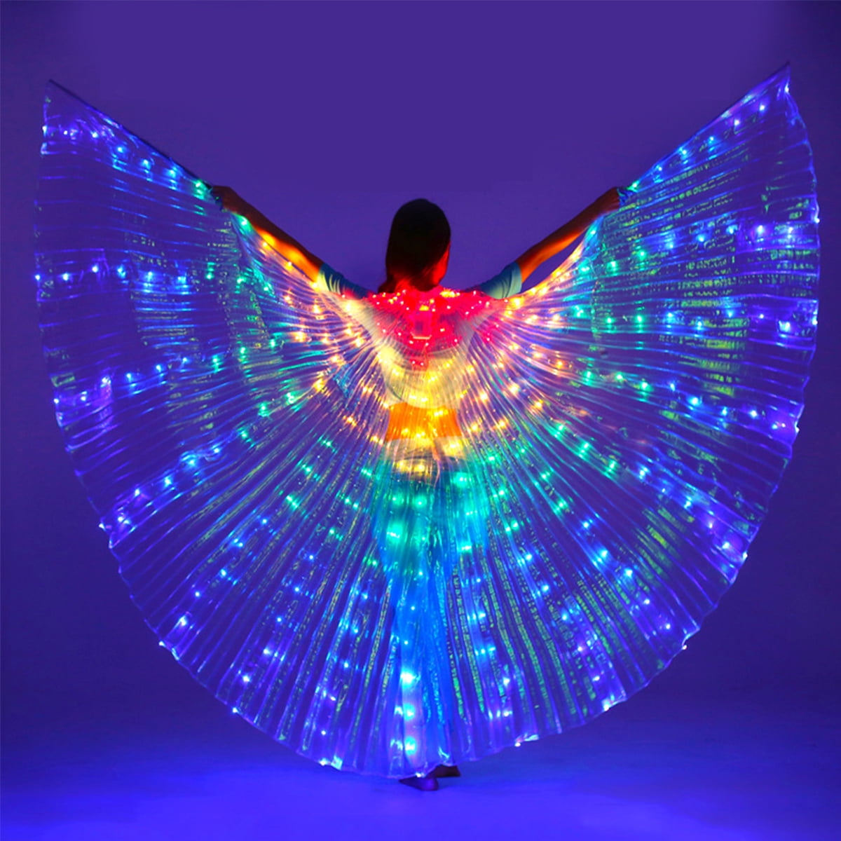 Hvxrjkn LED Isis Wings Belly Dance Wings Colorful LED Butterfly Wings with Telescopic Sticks