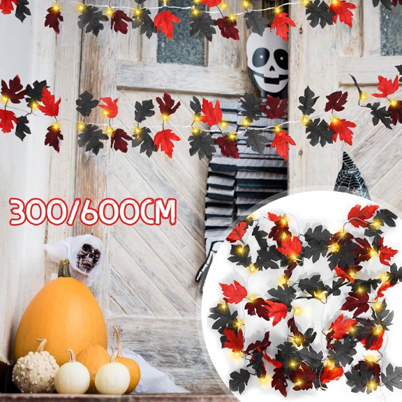 MTFun Maple Leaf String Light 3AA Battery Operated Artificial Maple Leaves Fairy Light Waterproof Autumn LED Fall Light Décor 3/6m for Home Thanksgiving Indoor Outdoor