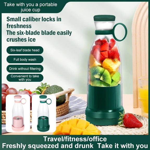 MTFun Mini Juice Blender, 350Ml Portable Electric Fruit Juicer 1200mAh USB Rechargeable Smoothie Electric Travel Juicer Multifunctionl Juice Blender Cup for Travel Office Home