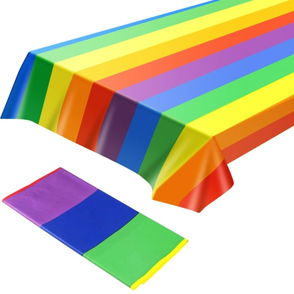 MTFun Rainbow Table Cover, Rainbow Table Cloth Reusable Waterproof Desk Cloth Cover Practical Oil Proof Tablecloth for Wedding Banquet Picnic Kitchen Cocktail Gay Pride Party