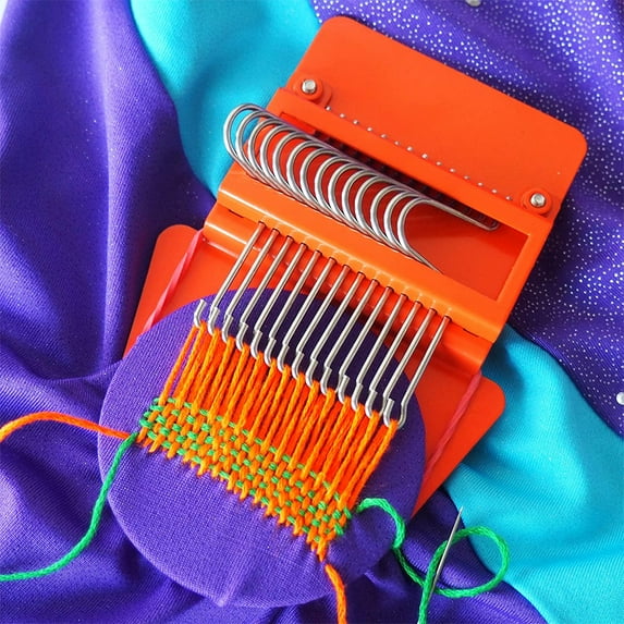 MTFun Weaving Loom Kit Mini Darning Loom with 5 Rubber Bands Speed Weave Type Weaving Loom Machine for Clothes Socks DIY Weaving Arts Weave Tool for Adults Beginners