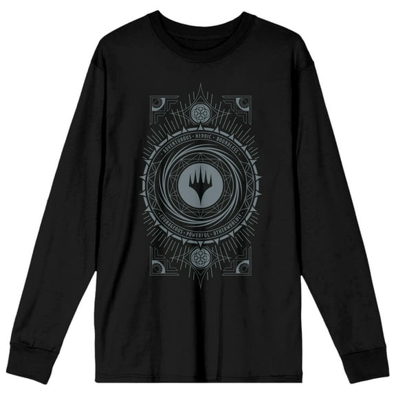 MTG Logo Symbol Men's Black Long Sleeve Graphic Tee-3XL