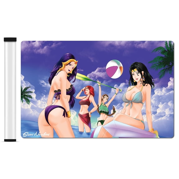 MTG Playmat - Anime TCG Table Top Thick Rubber Neoprene MTG Mat with Cover Lock Stitching Bundled With Black Silicone Playmat Tube Perfect For Magic The Gathering Commander MTG Yugioh Pokemon and Dice