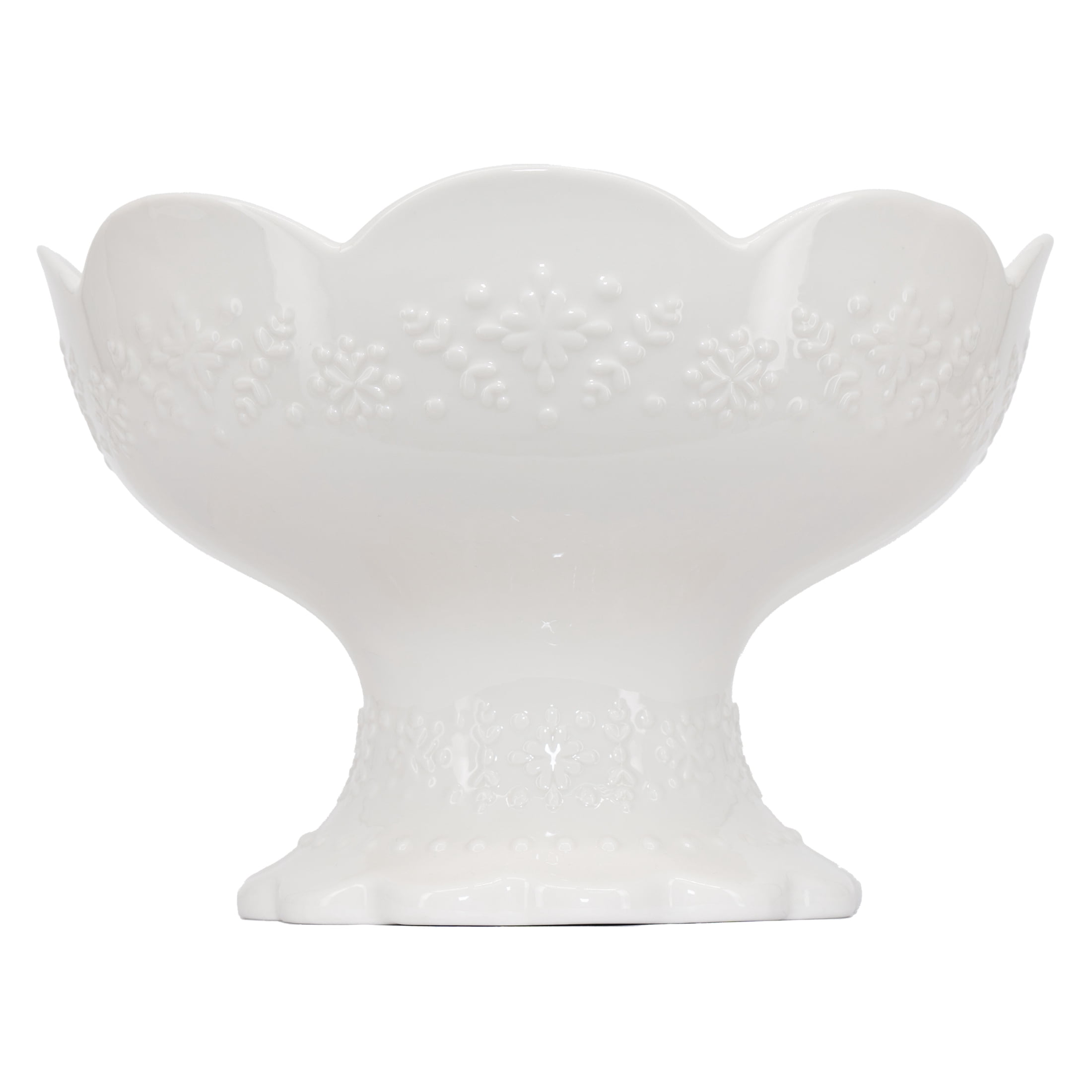 My Texas House Christmas Decorative Footed Bowl, White, 10"