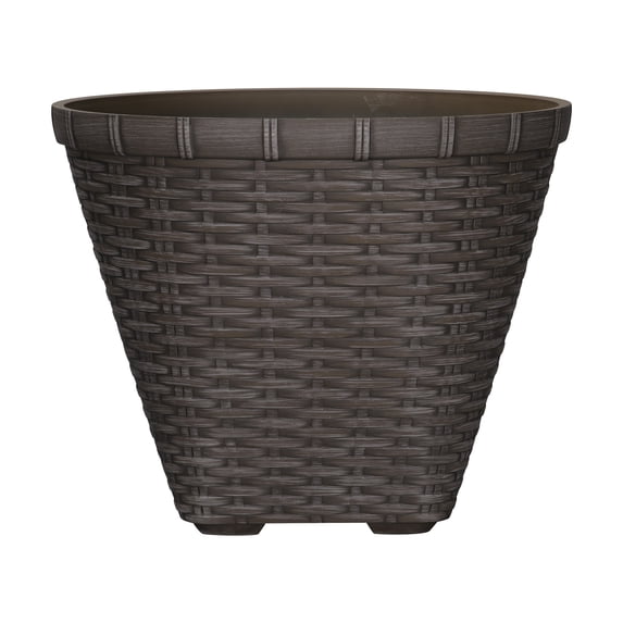 My Texas House Ainsley 16in Dark Brown 100% Recycled Resin Planter