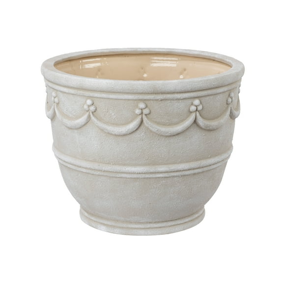 My Texas House 16" Retro Planter, Cream