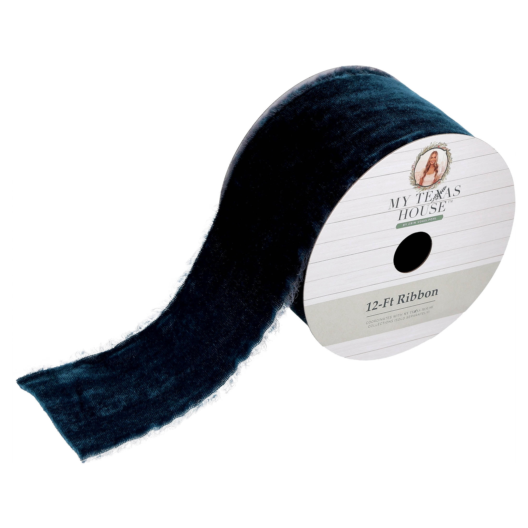 My Texas House Blue Velvet Christmas Ribbon, 2.5" x 12'