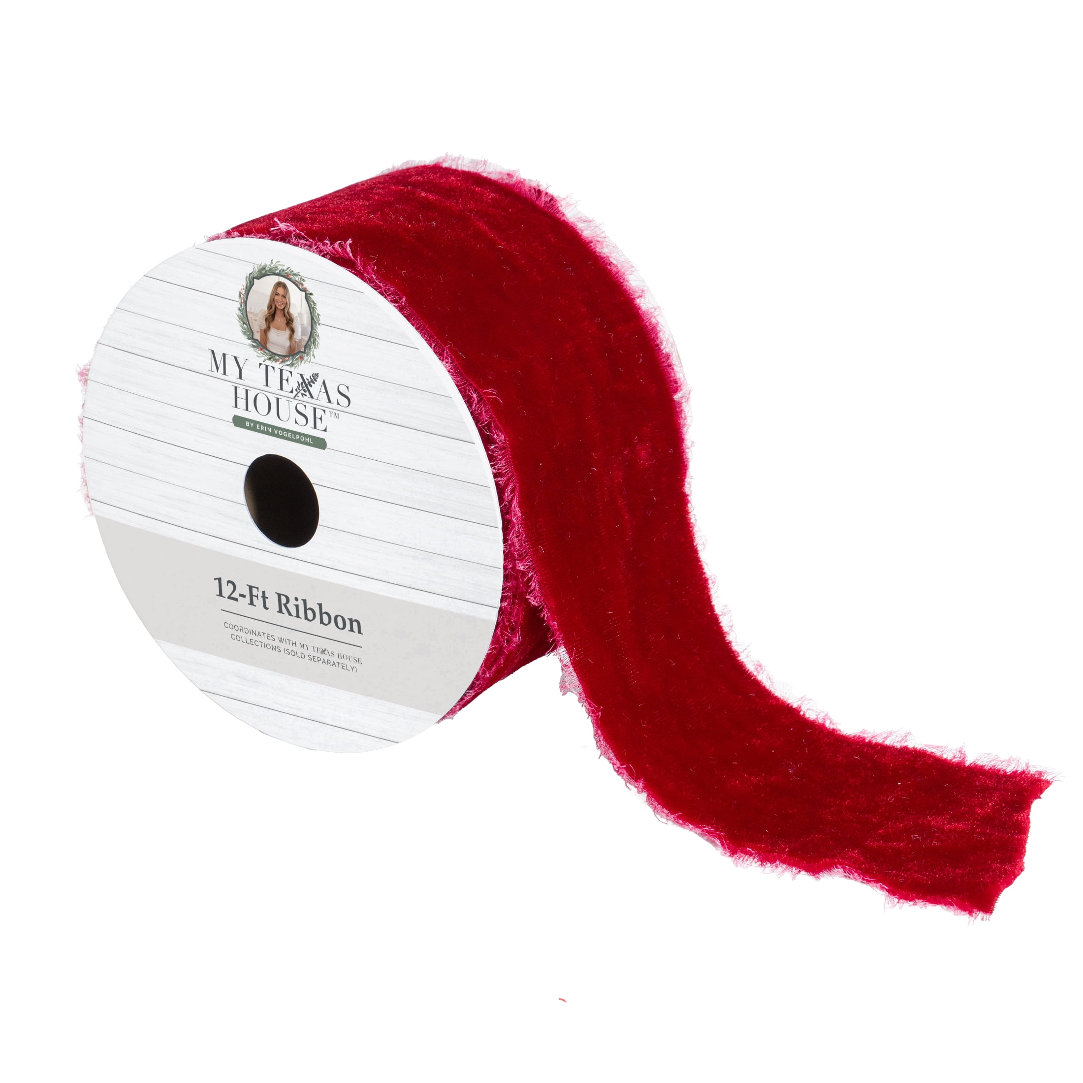 My Texas House Red Velvet Christmas Ribbon, 2.5" x 12'