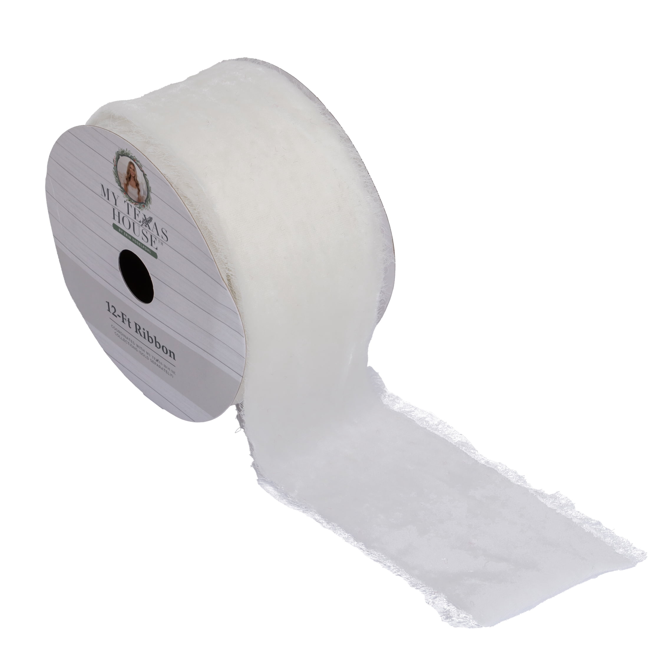 My Texas House White Velvet Christmas Ribbon, 2.5" x 12'