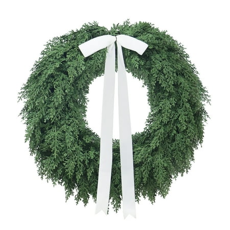 Evergreen Natural Feel Cedar Artificial Christmas Wreath, Green, 22", by My Texas House