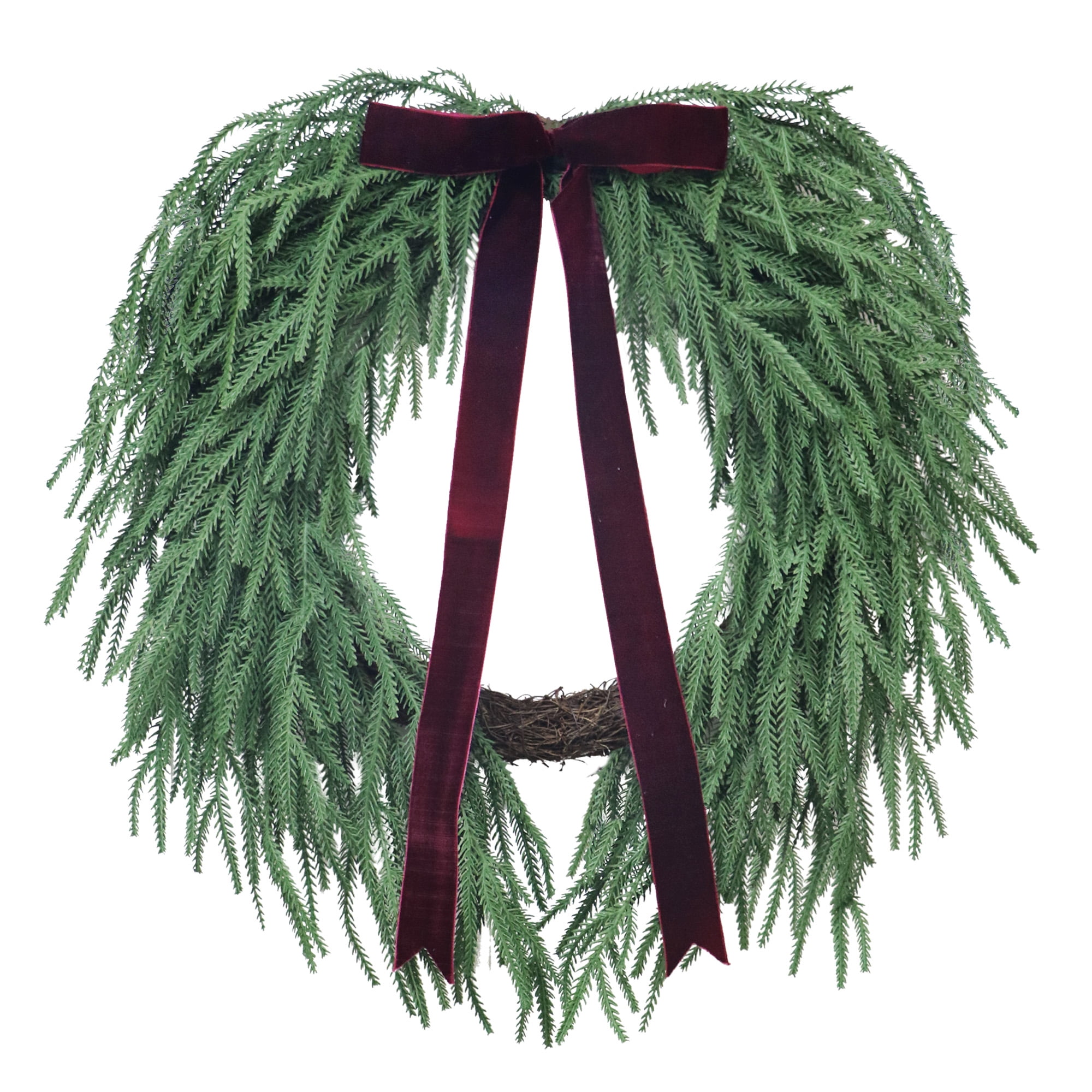 Evergreen Natural Feel Norfolk Artificial Christmas Wreath, Green, 22", by My Texas House