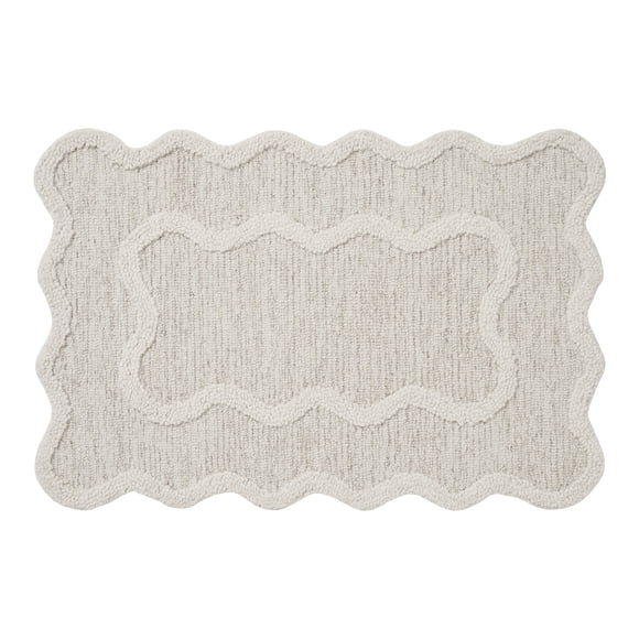 My Texas House Ivory Scallop Wool Indoor Area Rug, 24" x 36"