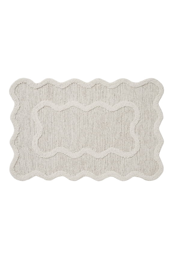 Stella Ivory Scallop Wool Indoor Area Rug, 24" x 36"