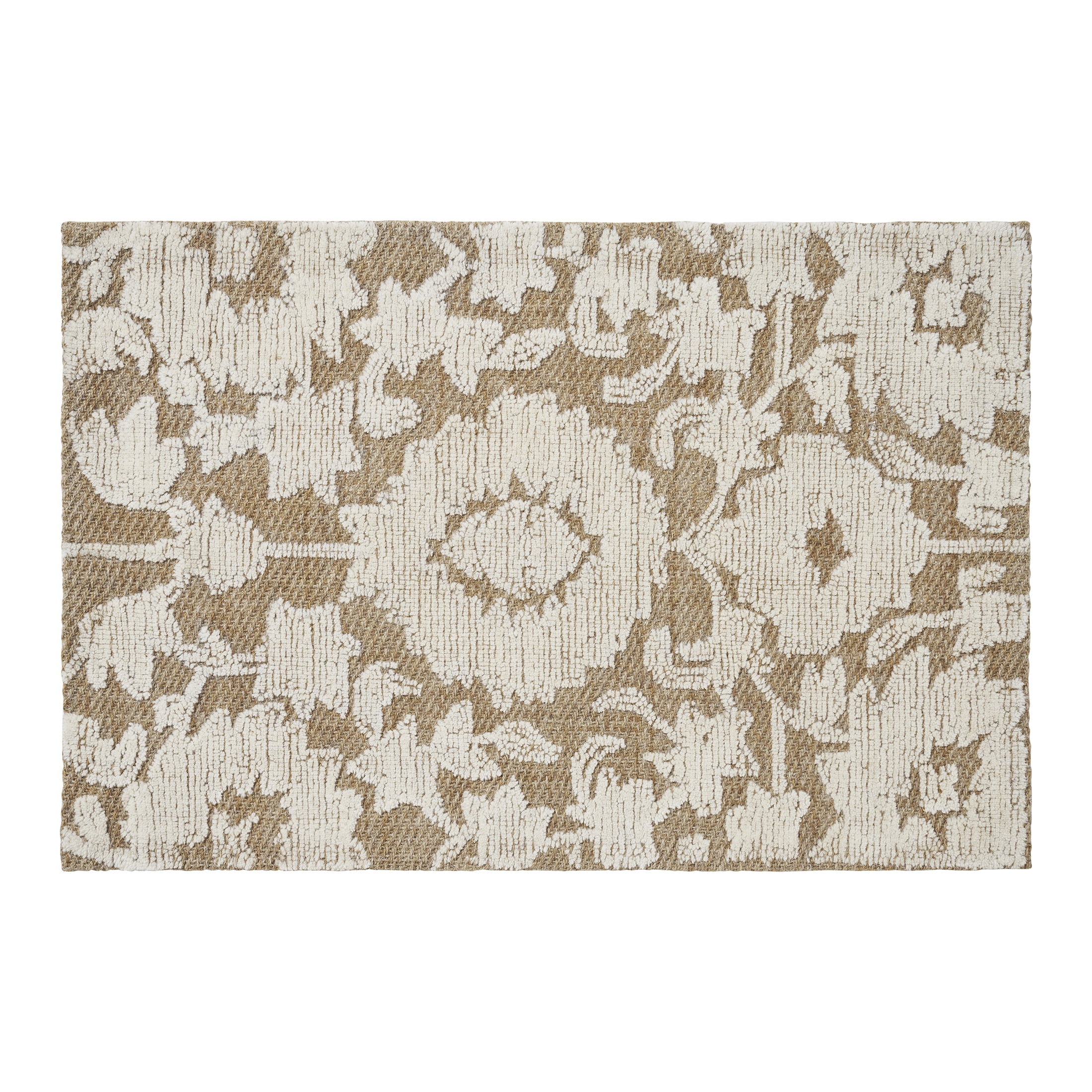 My Texas House Flora Natural Wool Floral Indoor Area Rug, 24" x 36"