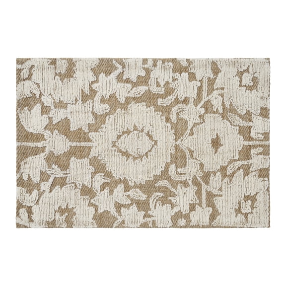 My Texas House Natural Wool Floral Indoor Area Rug, 24" x 36"