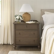 My Texas House Hartwell 3-Drawer Nightstand with USB and Outlet, Heritage Oak