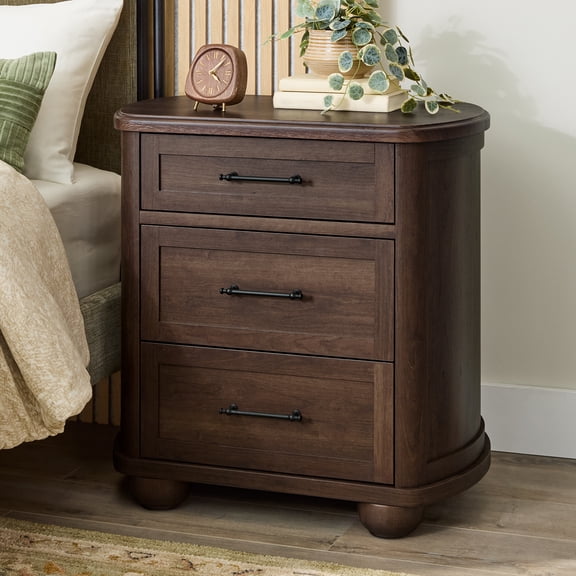 Better Homes & Gardens Ambrose 3-Drawer Nightstand, Coffee Bean Finish