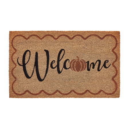 My Texas House Halloween Natural/Multicolor Pumpkin Welcome Outdoor Coir Doormat, 30" x 48"