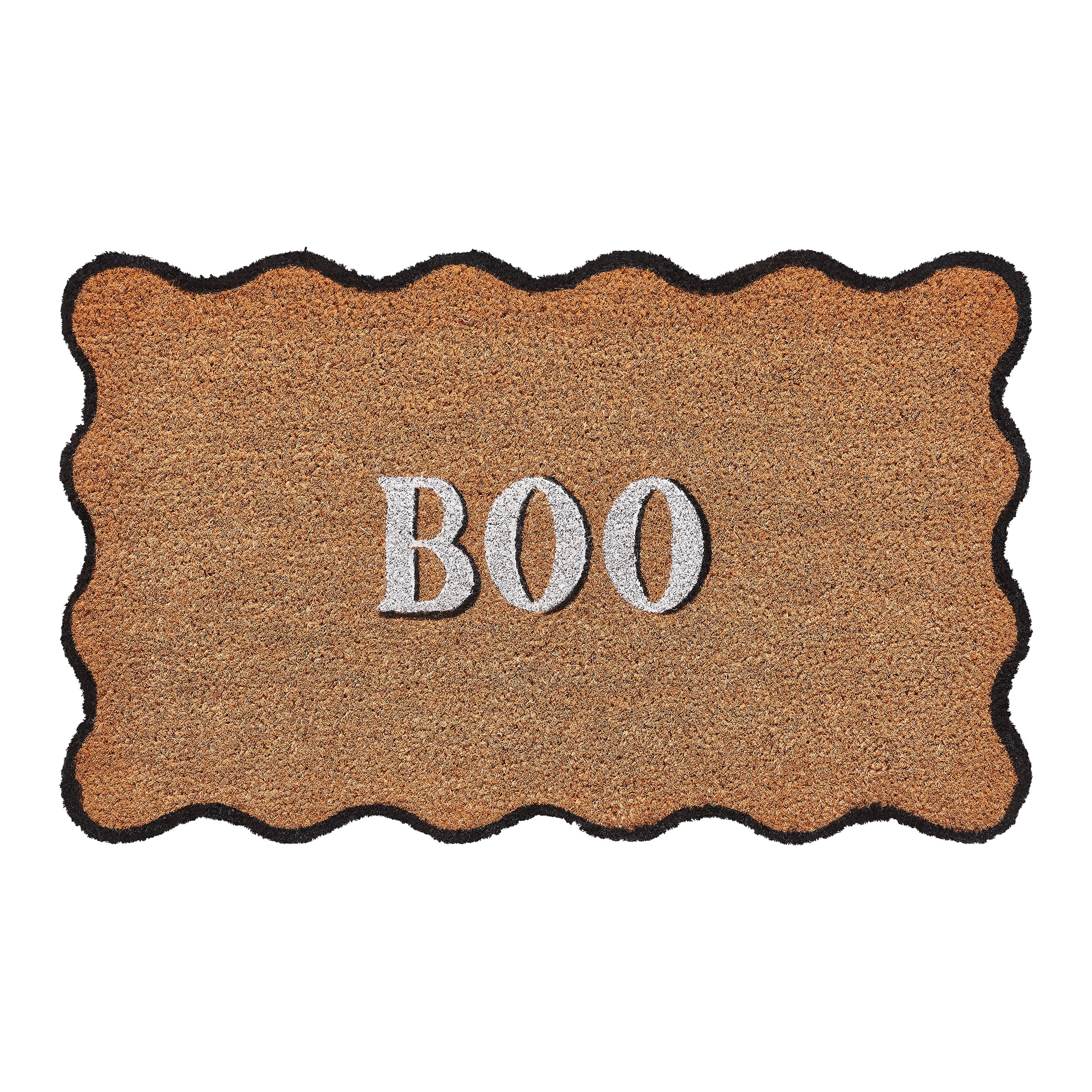My Texas House Halloween Natural/Multicolor Scallop Boo Outdoor Coir Doormat, 30" x 48"