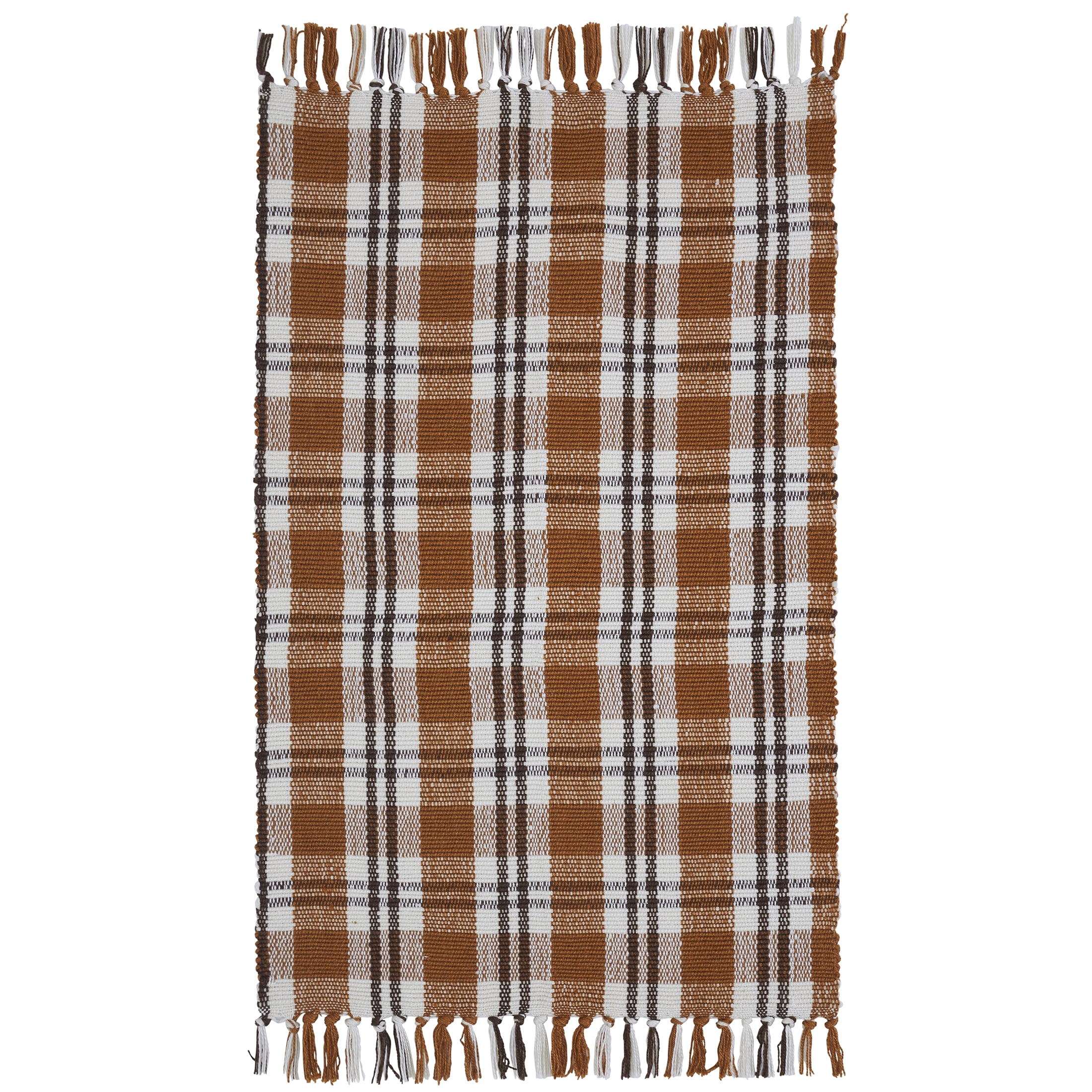 My Texas House Fall Taupe Plaid Indoor/Outdoor Layering Rug, 38" x 58"