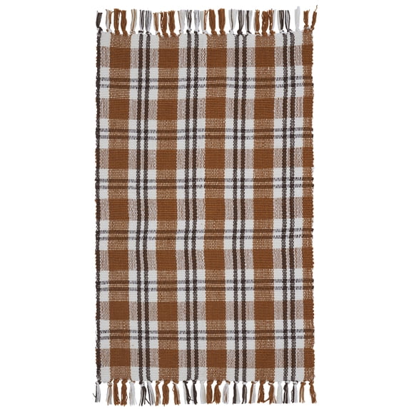 My Texas House Fall Taupe Plaid Indoor/Outdoor Layering Rug, 38" x 58"