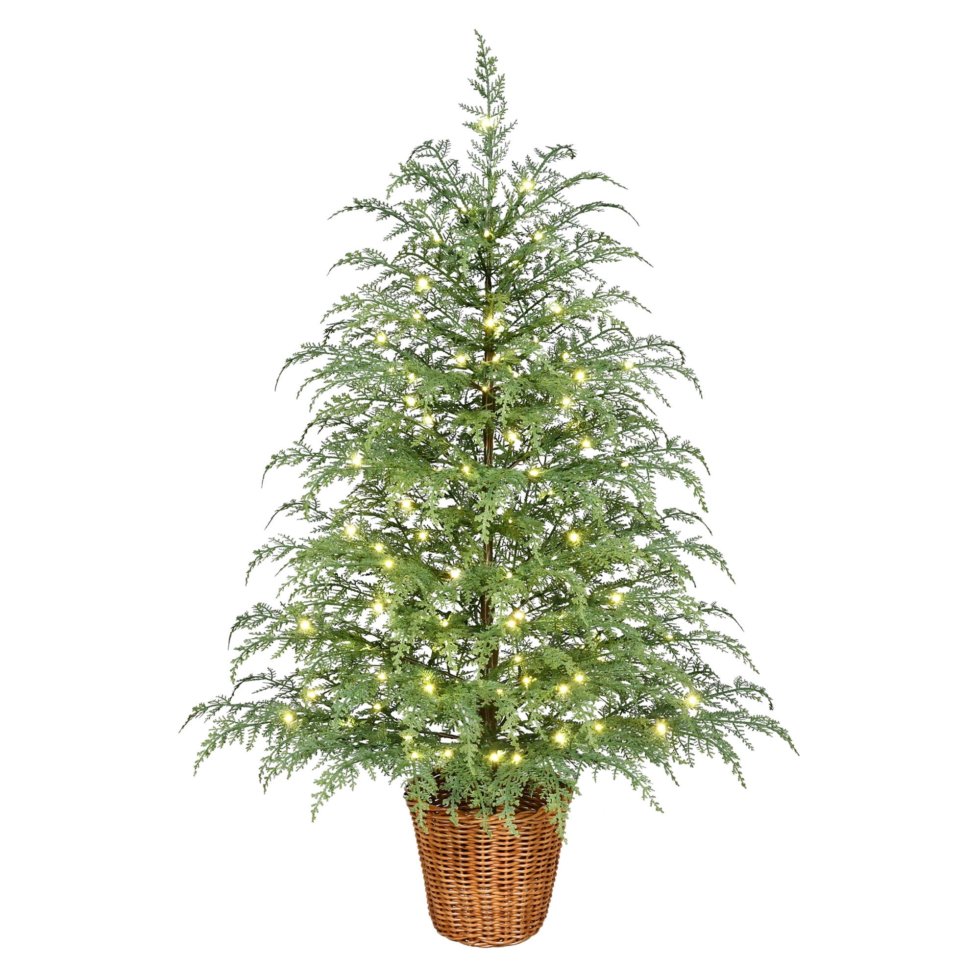 4' Pre-Lit Green Cypress Artificial Christmas Tree with LED Lights, by My Texas House