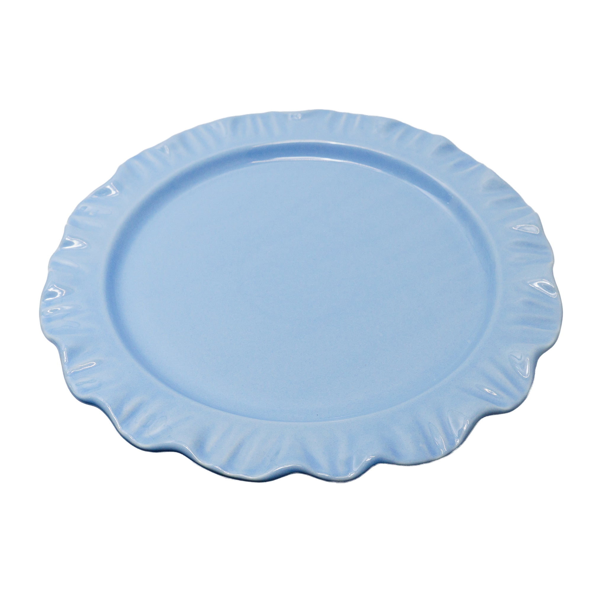 Ruffled-Edged Stoneware Plates, Blue, 10.75", 4 Count, by My Texas House