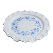 Floral Ruffled-Edged Stoneware Plates, Blue and White, 8.5, 4 Count, by My Texas House