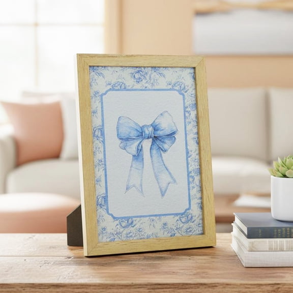 Bow Framed Artwork, Blue, 5" x 7", by My Texas House