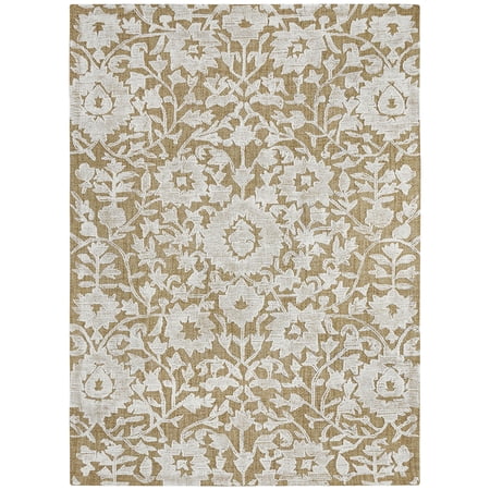 My Texas House Flora Natural Wool Floral Indoor Area Rug, 5' x 7'