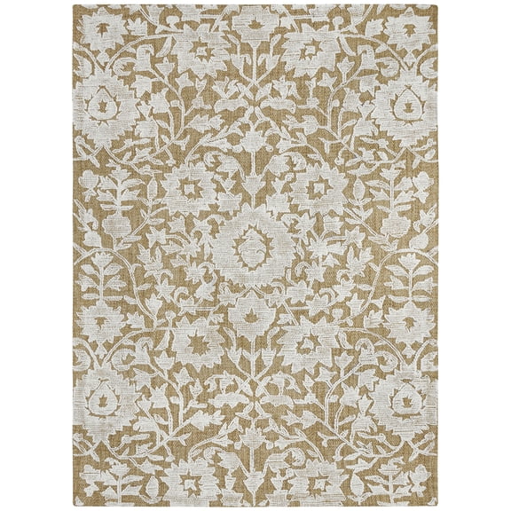 My Texas House Natural Wool Floral Indoor Area Rug, 5' x 7'