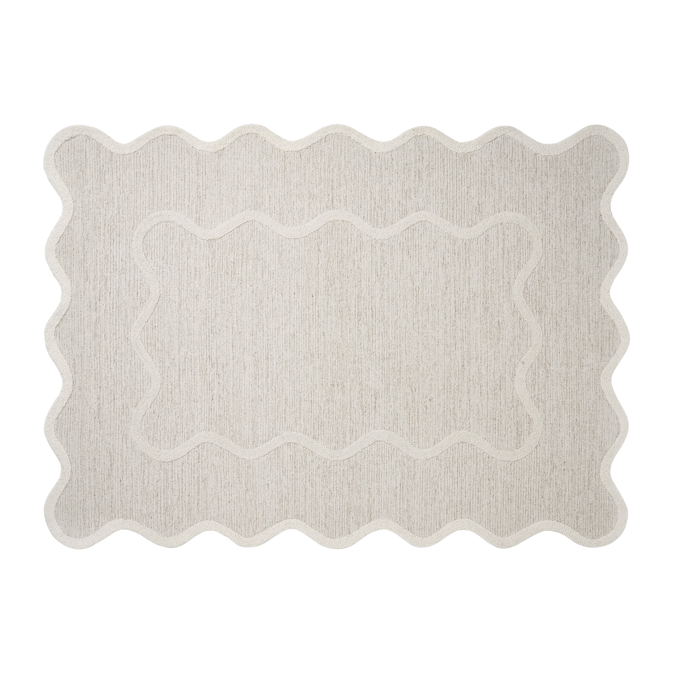 My Texas House Stella Ivory Scallop Wool Indoor Area Rug, 5' x 7'