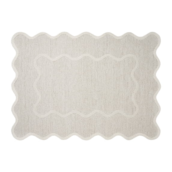 My Texas House Stella Ivory Scallop Wool Indoor Area Rug, 5' x 7'