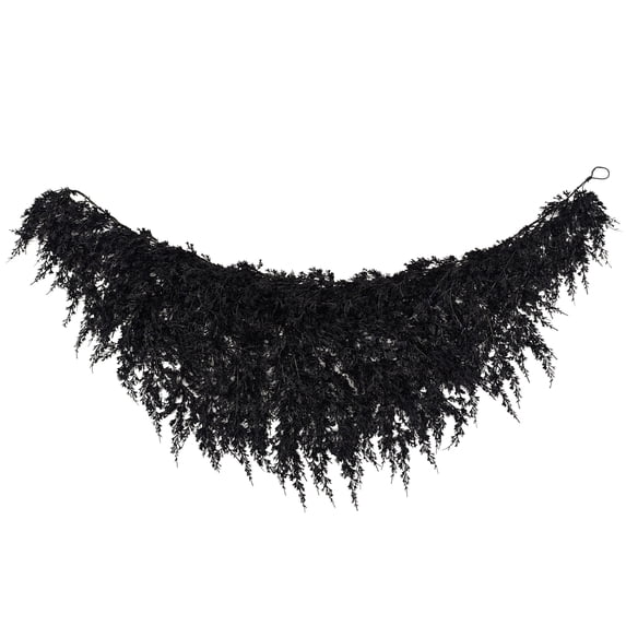 My Texas House Halloween Drapey Faux Cedar Garland, Black, 6'