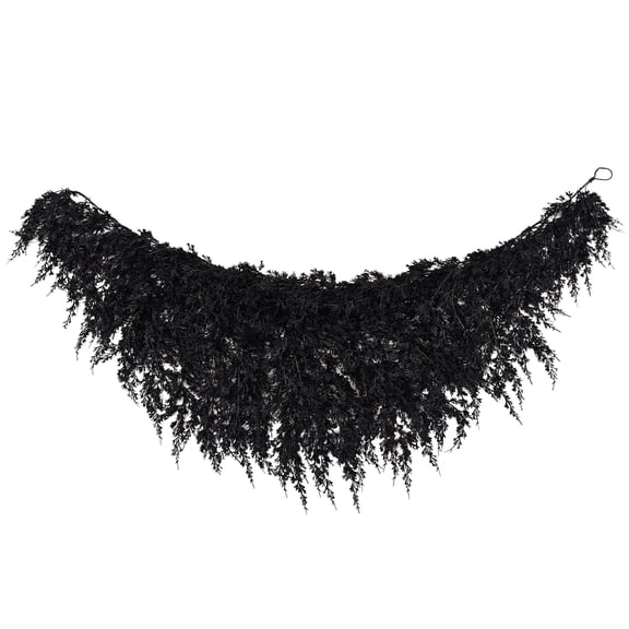 My Texas House Halloween Drapey Faux Cedar Garland, Black, 6'