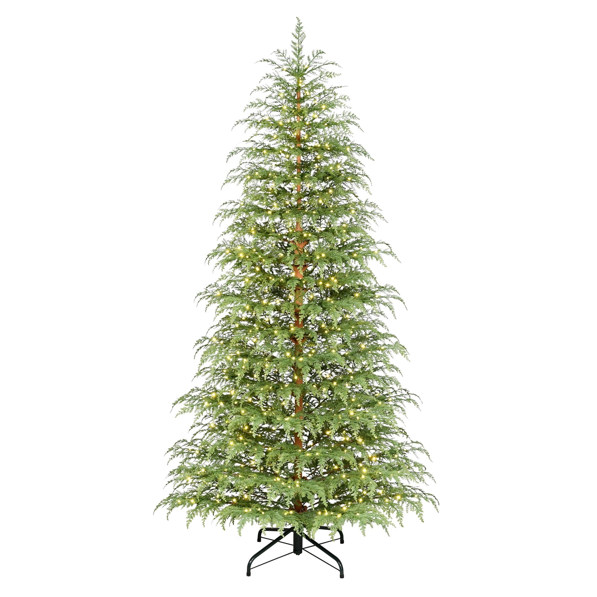 My Texas House 7.5' Pre-Lit Cypress Green Artificial Christmas Tree with 500 Warm White Twinkle LED Lights and Stand